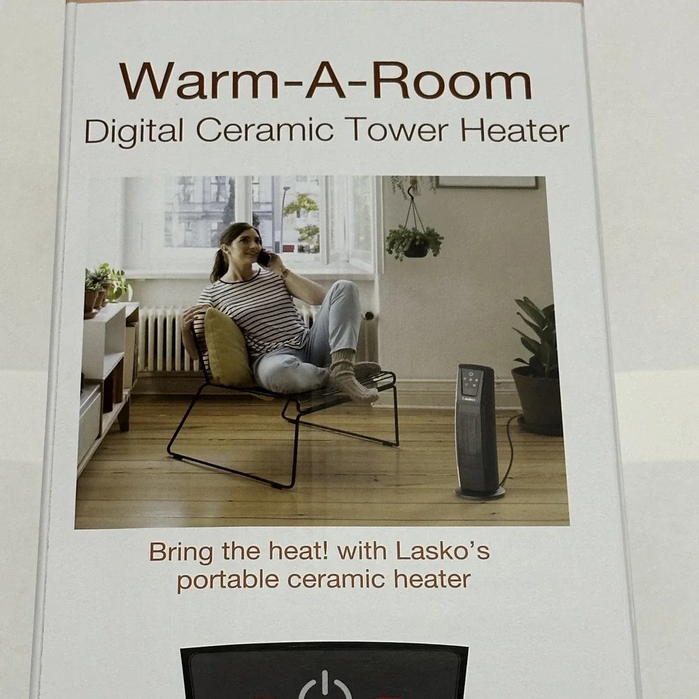LASKO WARM-A-ROOM CT20111 DIGITAL CERAMIC TOWER HEATER WITH REMOTE 1500W